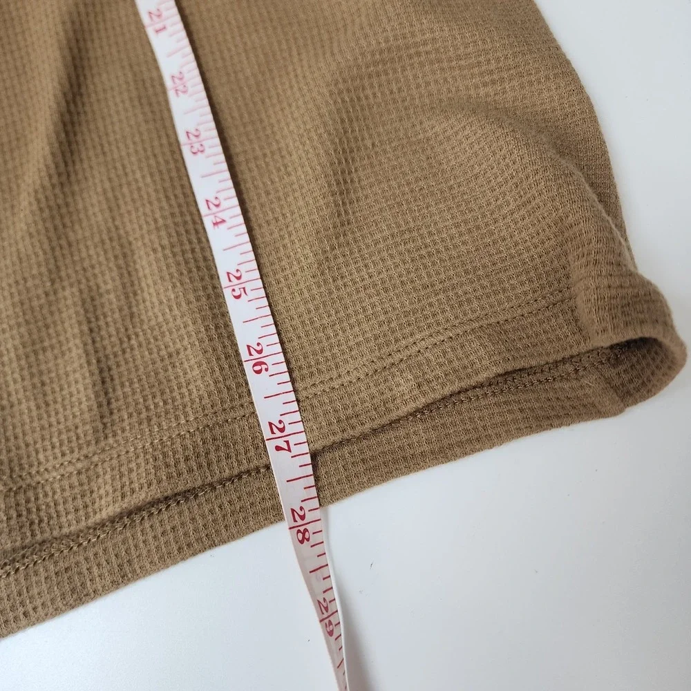 Lacoste Sleepwear Men's L Brown Waffle Knit Thermal Long Sleeve Lounge